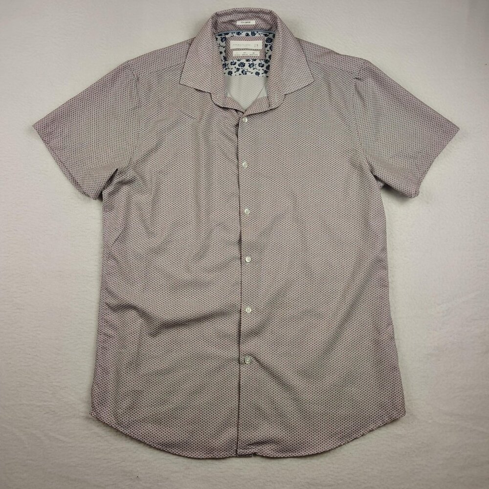 Denim & Flower Tech Comfort Geometric Print Shirt Mens sz M Wrinkle Free